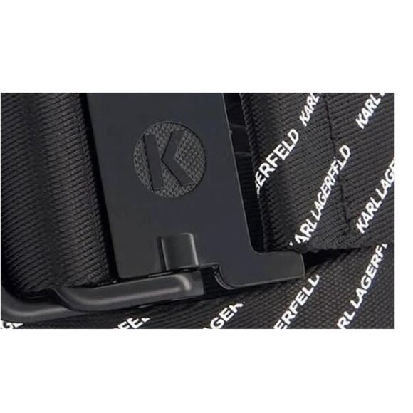 New Karl Lagerfeld Paris Logo Double D Ring Webbing Belt Size Large - Picture 2 of 4